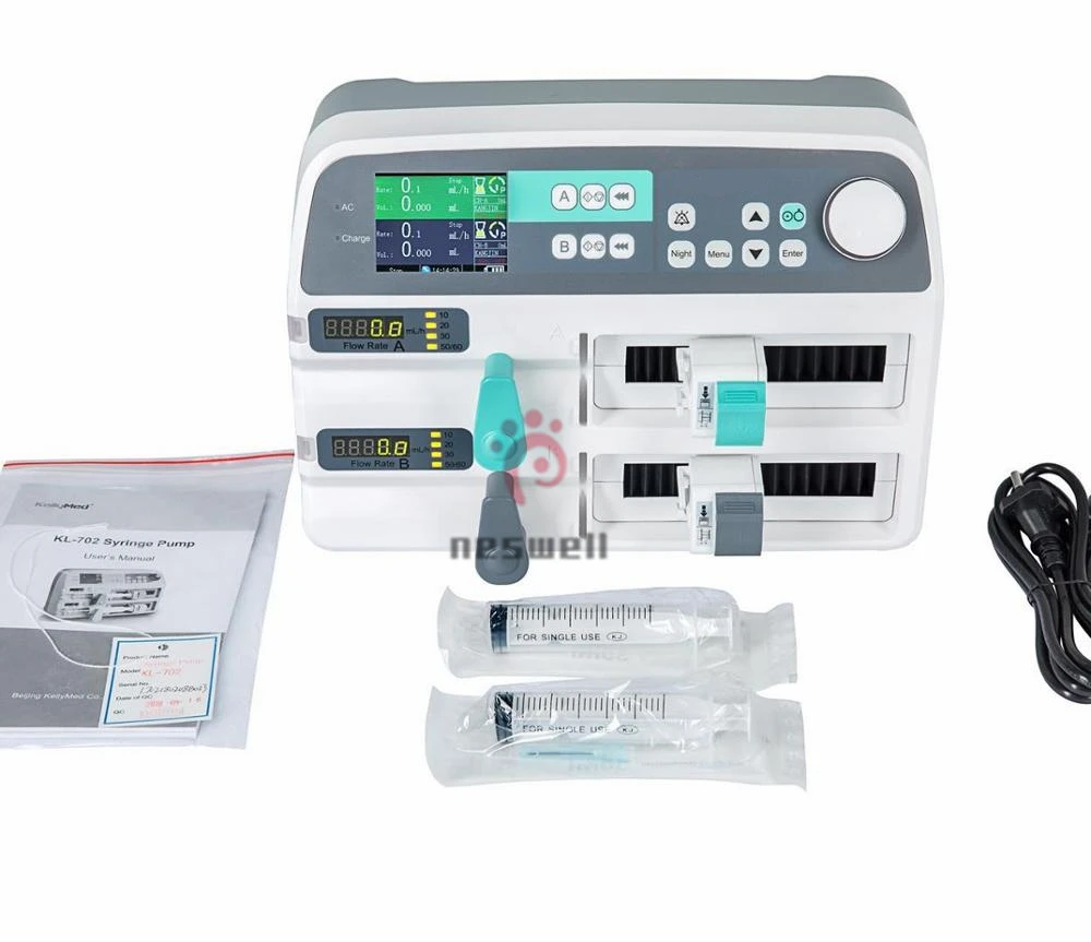 Free Shipping Li-battery Based Dual Double Channel Infusion Syringe Pump