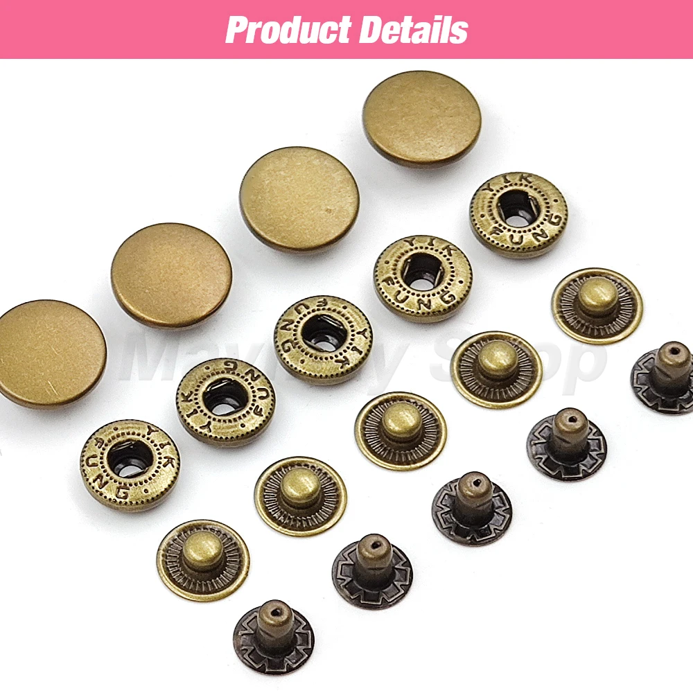 50set Snaps Button Metal Snap Fasteners Press Studs Kit Optional 4 Installation Tools For Clothes Garment Bag Shoes Leathercraft