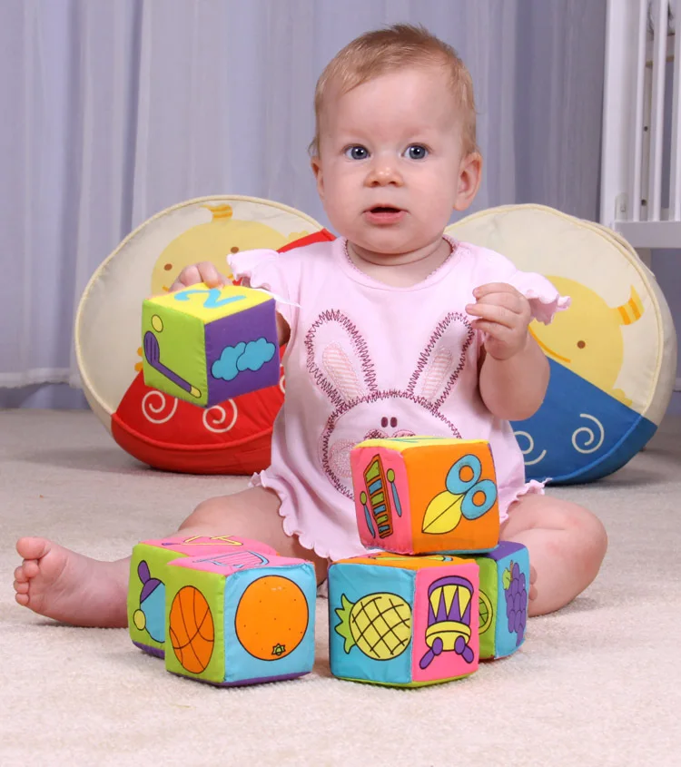 ของเล่นเด็ก0 12เดือน Mobile Magic Cube Rattle ผ้านุ่มปริศนาบล็อกของเล่นเด็กการศึกษาเด็ก Rattle