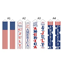 4th of July Porch Sign American Patriotic Door Decoration Christmas Door Porch Banner Hanging Banner for Yard Indoor Outdoor