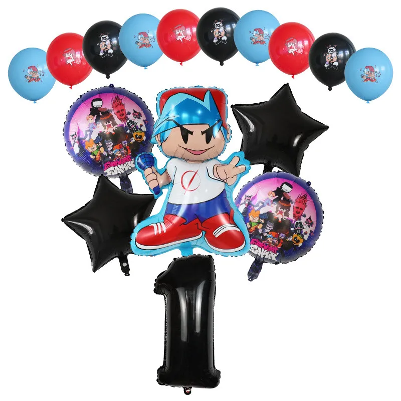 16pcs Cartoon Friday Night Funkin Balloons Set 30inch Number Globos Music Game Theme Kids Happy Birthday Party Decorations Toys