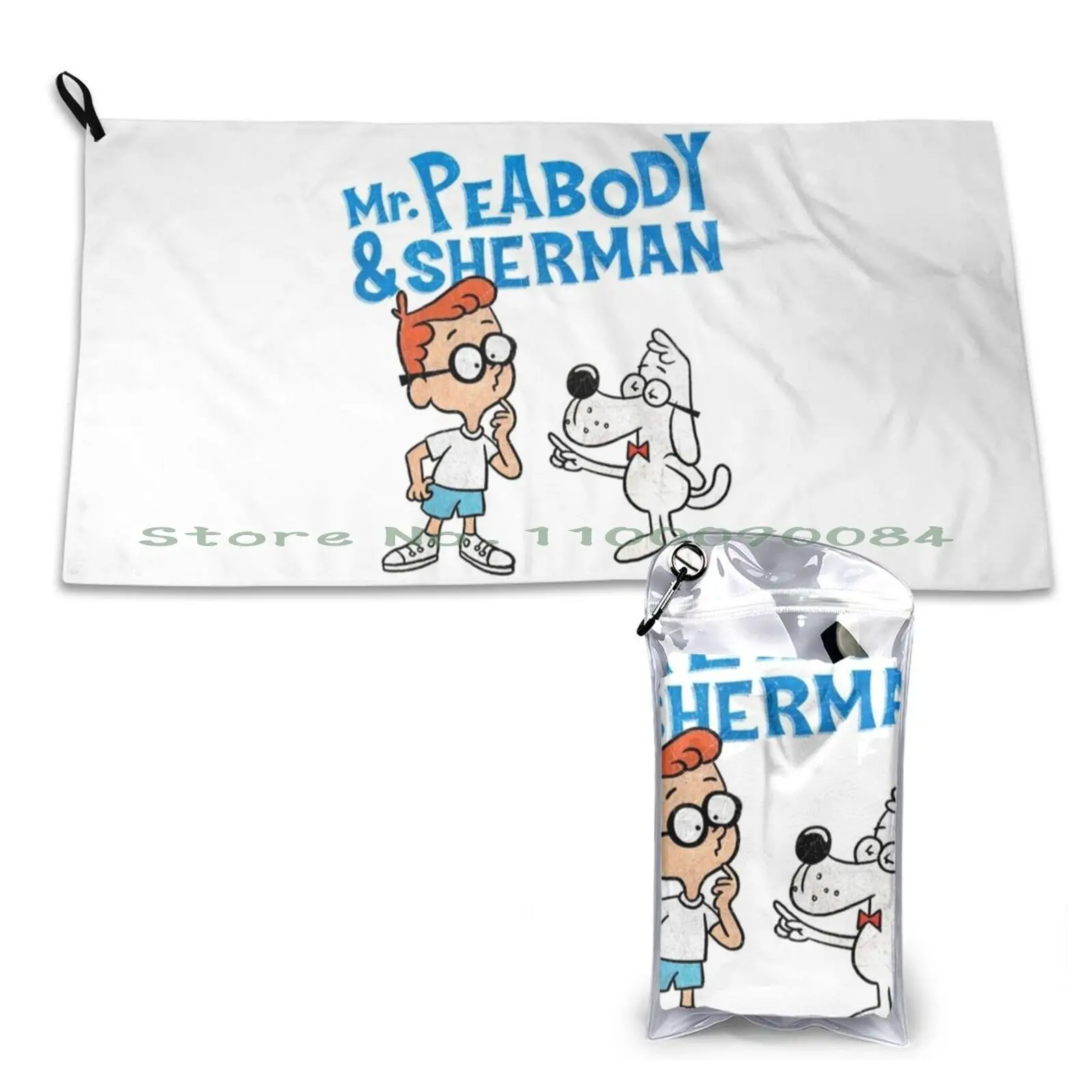 Tribute To Jay Ward Cartoons : Mr. Peabody And Sherman With Logotype Quick Dry Towel Gym Sports Bath Portable Animation 1960s