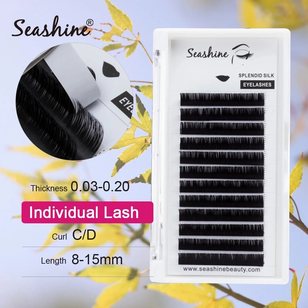 

Seashine 1 Tray 12 Rows Russian Volume Lashes L Curl 0.03mm Natural Long Individual Lash Extension Classic Eyelashes Extensions