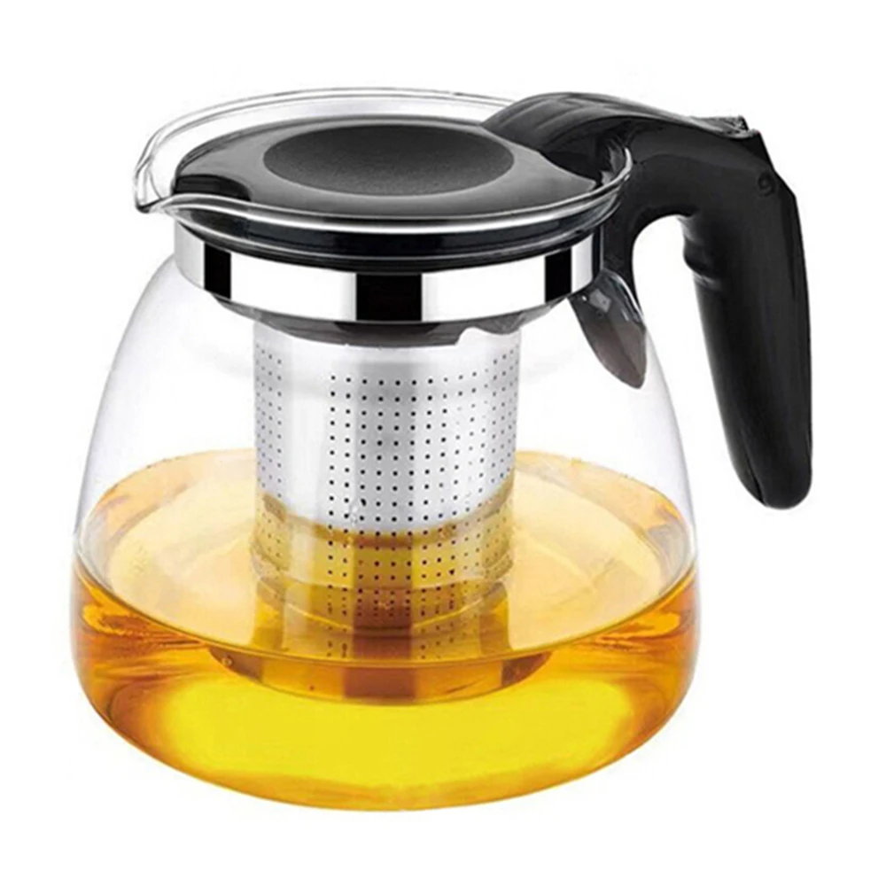 Heat-resistant glass tea pot 900ml teapot high temperature resistant large capacity kettle herbal stainless steel filter liner