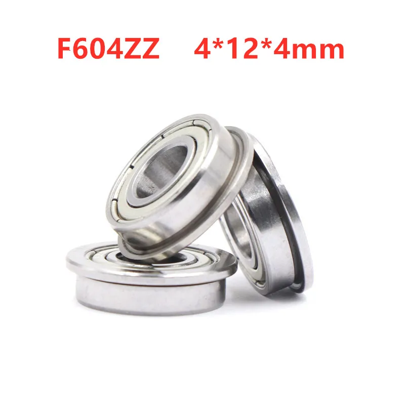 

50pcs/100pcs miniature Flanged bearing F604ZZ 4*12*4 mm F604 -2Z F604Z shielded flange deep groove ball bearings