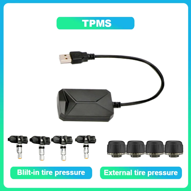 

COHO USB Android TPMS Tire Pressure Monitoring System Wireless Transmission 8 Bar 116 Psi Alarm 5V Internal External