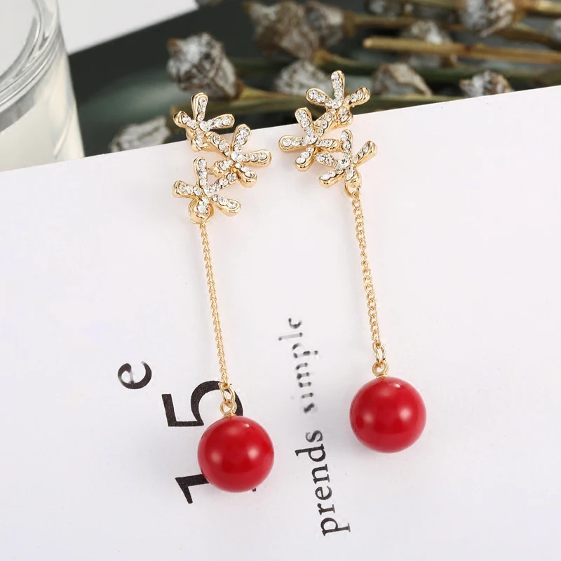 WENHQ New Arrival Long Tassel Drop Earrings for Women Bridesmaid Wedding Clip on Earrings No Pierced Rhinestone Pearl  Ear Clip