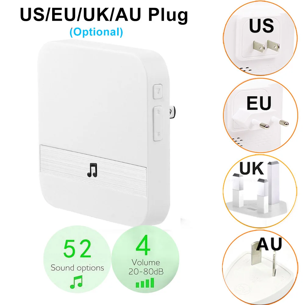 Campainha de porta inteligente sem fio, campainha para eken v5 v6 v7 anytek b10 b30 b60 b50 b70 ac 110-220v