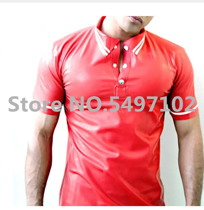 ยาง Man Latex เสื้อโปโล Latex สีน้ำตาล Coat สูท Tank Top