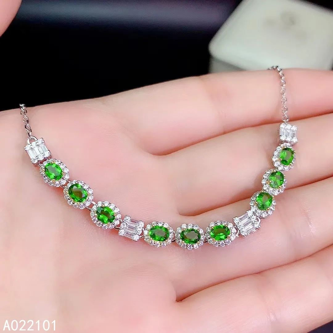 KJJEAXCMY fine jewelry S925 sterling silver inlaid natural Diopside Girl new fashion hand Bracelet Support test party style