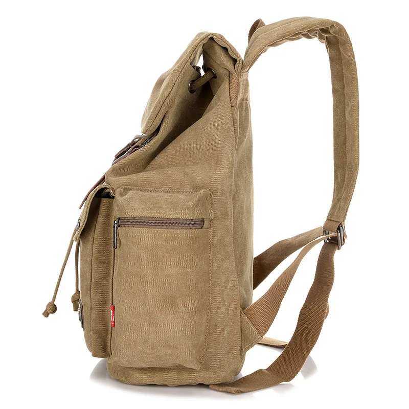Canvas Backpack, Men's and Women's Leisure Outdoor Travel Backpack, Large-capacity Schoolbag for Female Middle School Students
