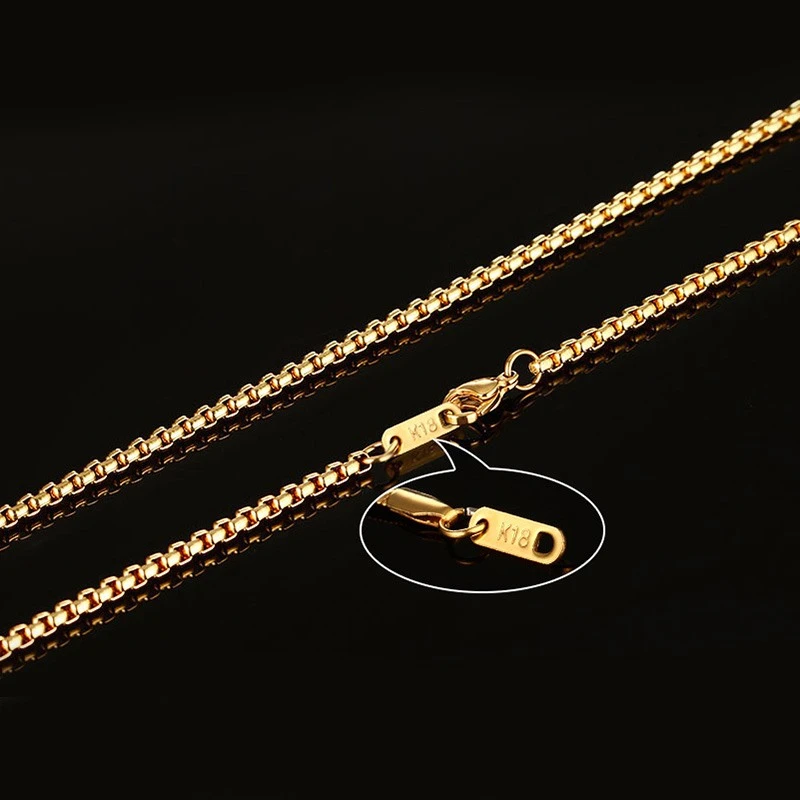 Vnox Men Women Necklace Gold Color Snake Miami Cuba Wheat Spiga Paima Link Round Box Curb Chain 24\