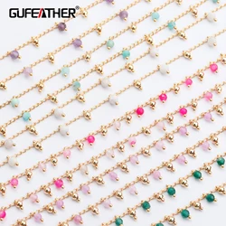 GUFEATHER C59,jewelry accessories,pass REACH,nickel free,18k gold plated,copper metal,natural stone,diy chain necklace,1m/lot