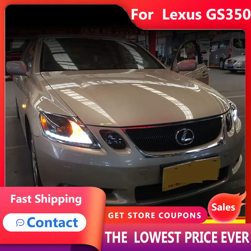 

HANA для автомобиля Lexus GS350 2004-2012 GS300 DRL дневные ходовые огни фары светодиодные биксеноновые лампы противотуманные фары тюнинг передние фары