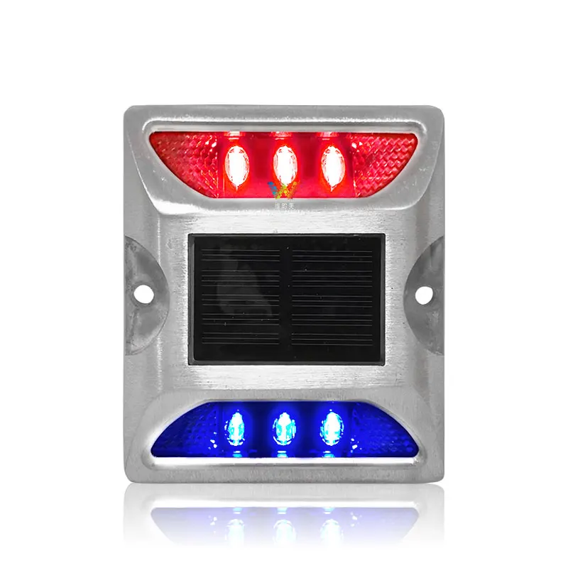 Verde vermelho LED marcador de estrada quadrado de dupla face movido a energia solar LED pino de estrada solar