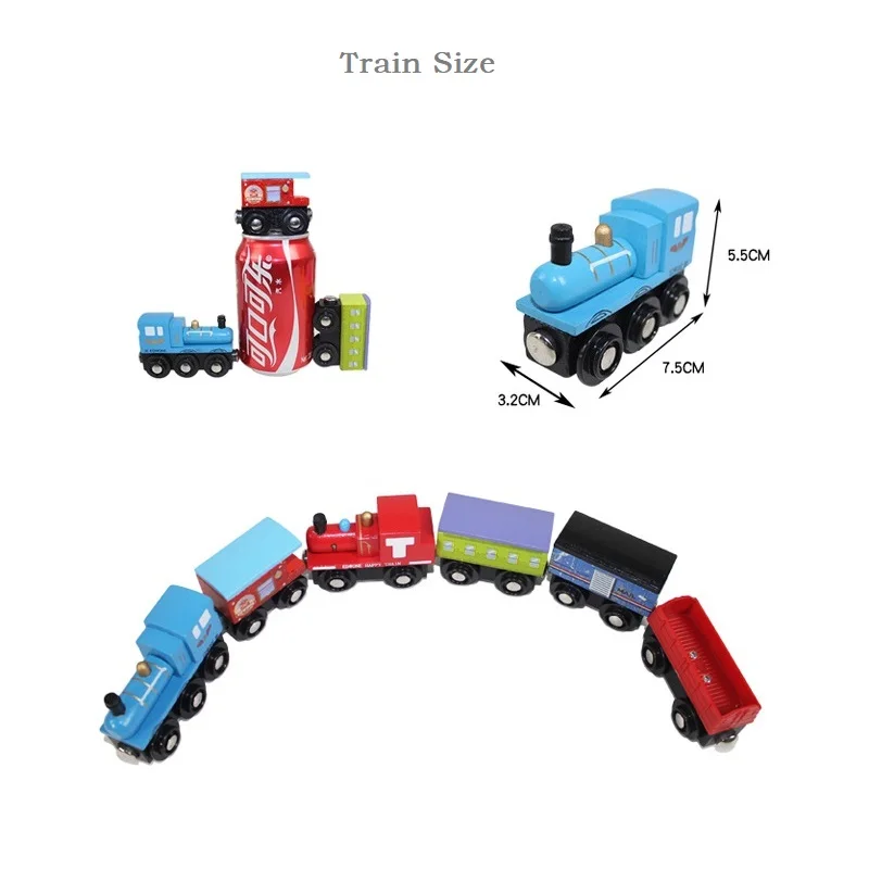 Children Toys Wooden Magnetic Train Car Locomotive Model Car Toy Brand Tracks Railway Locomotives Toys for Child Birthday Gift