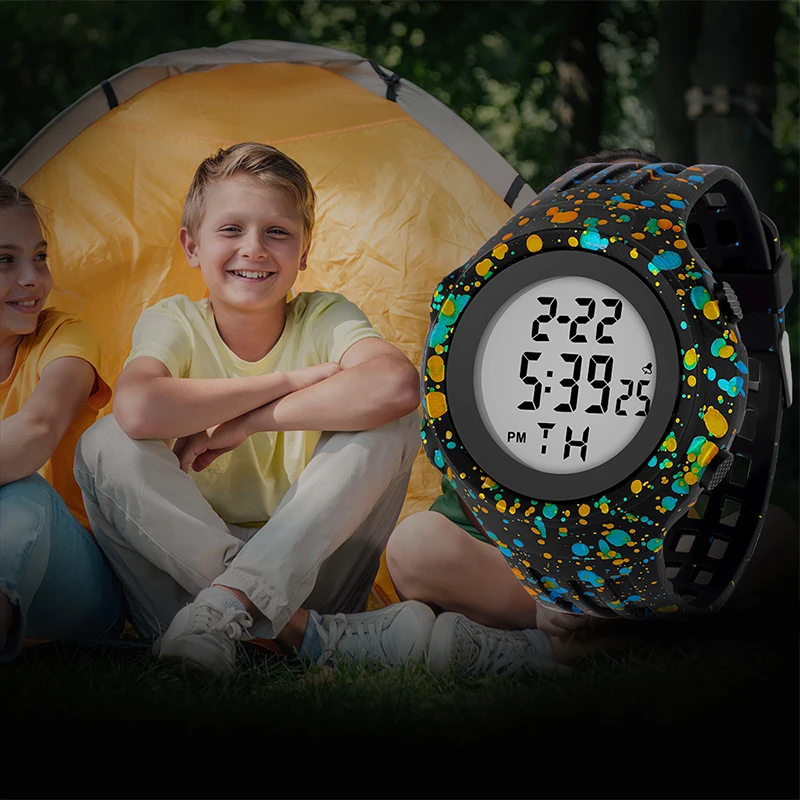 Montre de Sport pour enfants, étanche, alarme, bracelet TPU, chronomètre numérique, lumineux, pour garçons