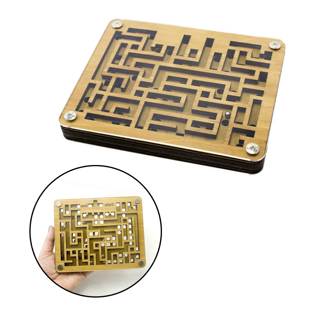 Wooen Labyrinth Maze/Balance Board Table Maze Solitaire Game for Kids Adults