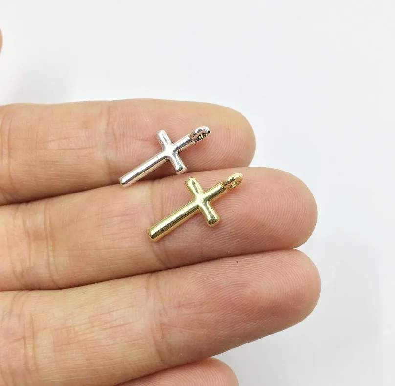 Eruifa 20pcs New 8*16mm Nice Cross Zinc Alloy Charms Pendant Jewelry Handmade DIY 2 Colors