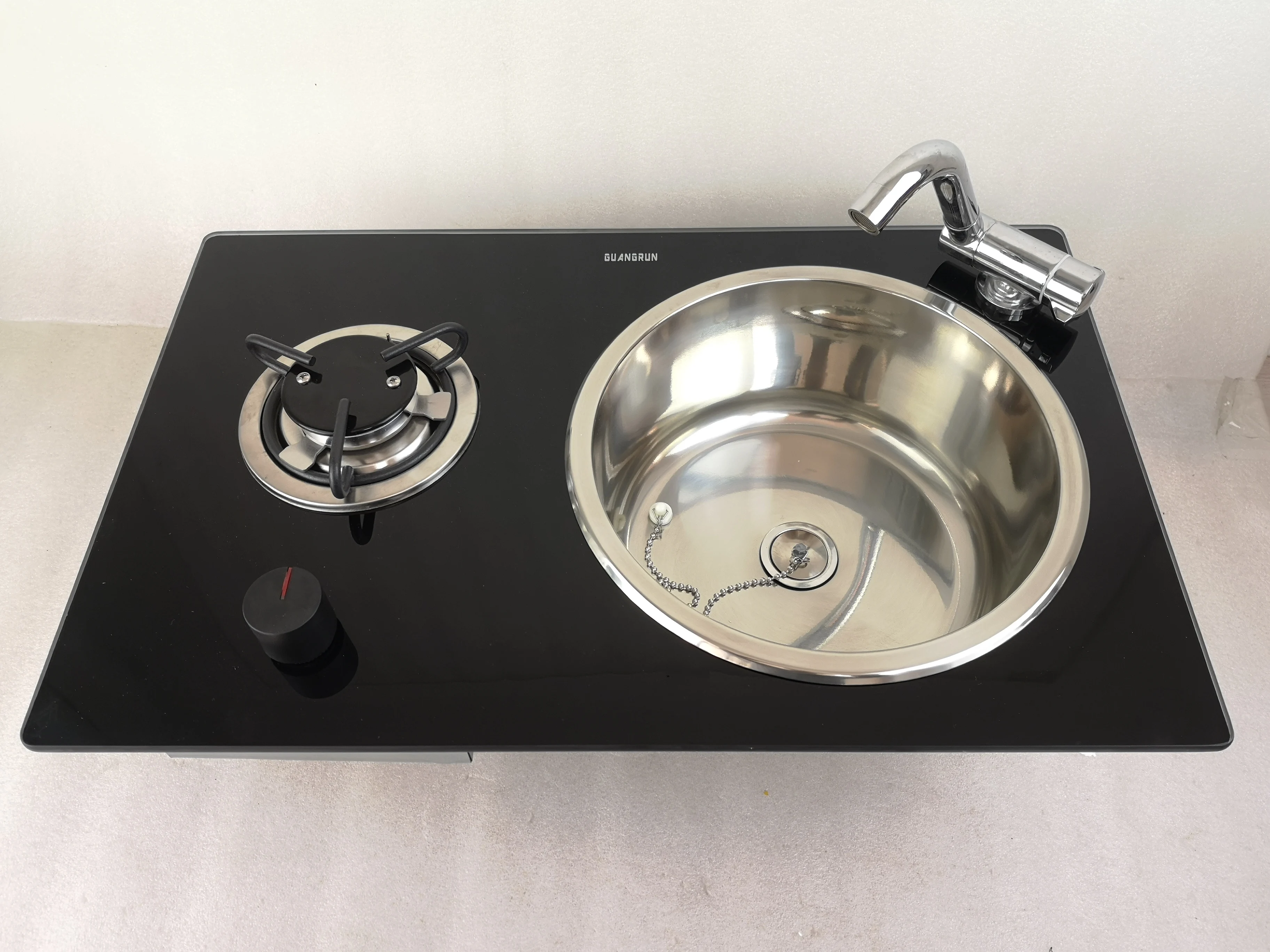 1 Buner Gas Stove Hob Sink Combo Tempered Glass 1*1.8KW 580*365*130mm GR-B213B Boat Caravan Camper