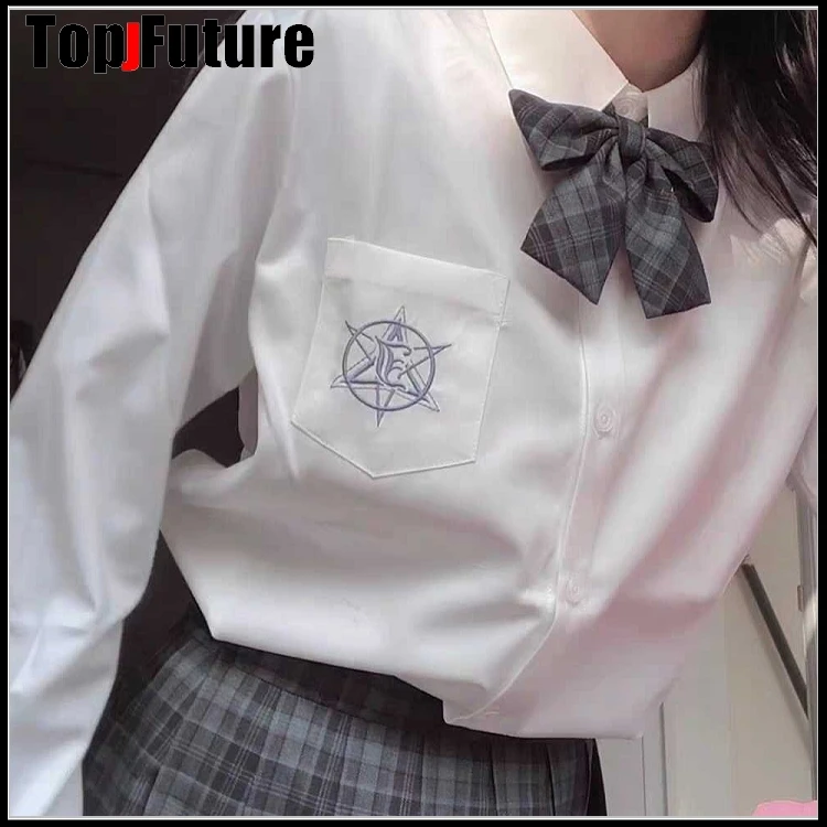 Hexameron Six star embroidery Japanese Student Girls School Jk Uniform Top Middle High School Uniforms long short Sleeve Shirt