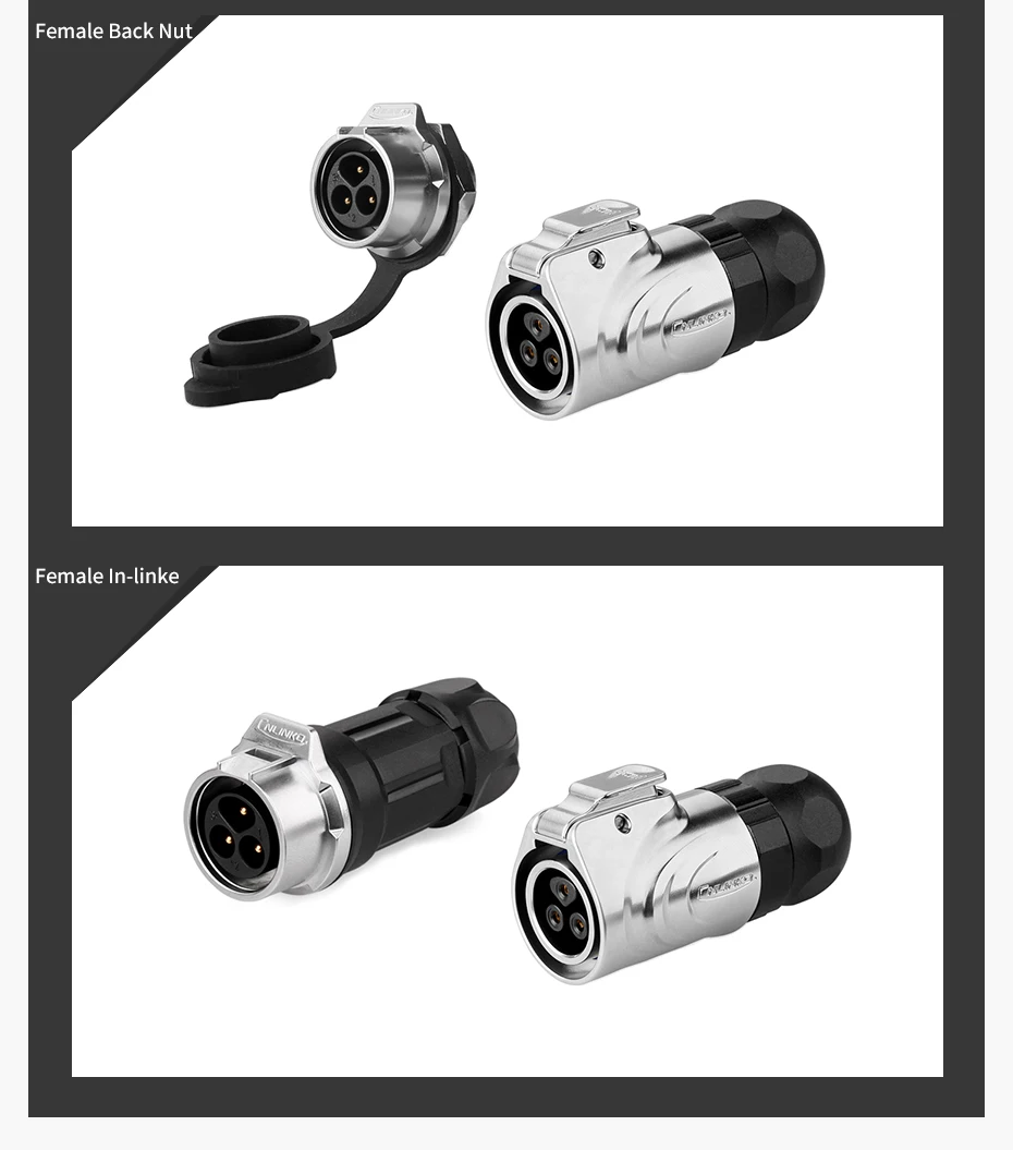 CNLINKO M16 3-Pin Lötanschluss Wasserdicht IP68 Metallgehäuse Stromstecker Einloch-Montagebuchse für E-Bike & Fahrzeugausrüstung – Detail 18