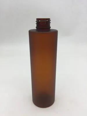 Cosmetic Package 50Pcs* 200Ml Flat Top Brown Matte Amber Frosted Plastic Shampoo Lotion Bottle With Bamboo Spray Cap Pump Cap