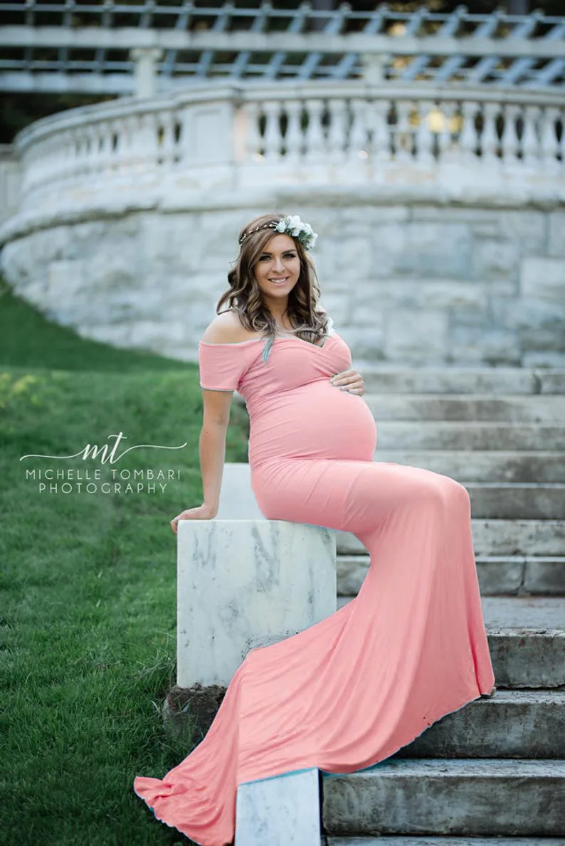 

2024 Pregnant women wedding photography props sexy maxi dress long pregnant women dress photos