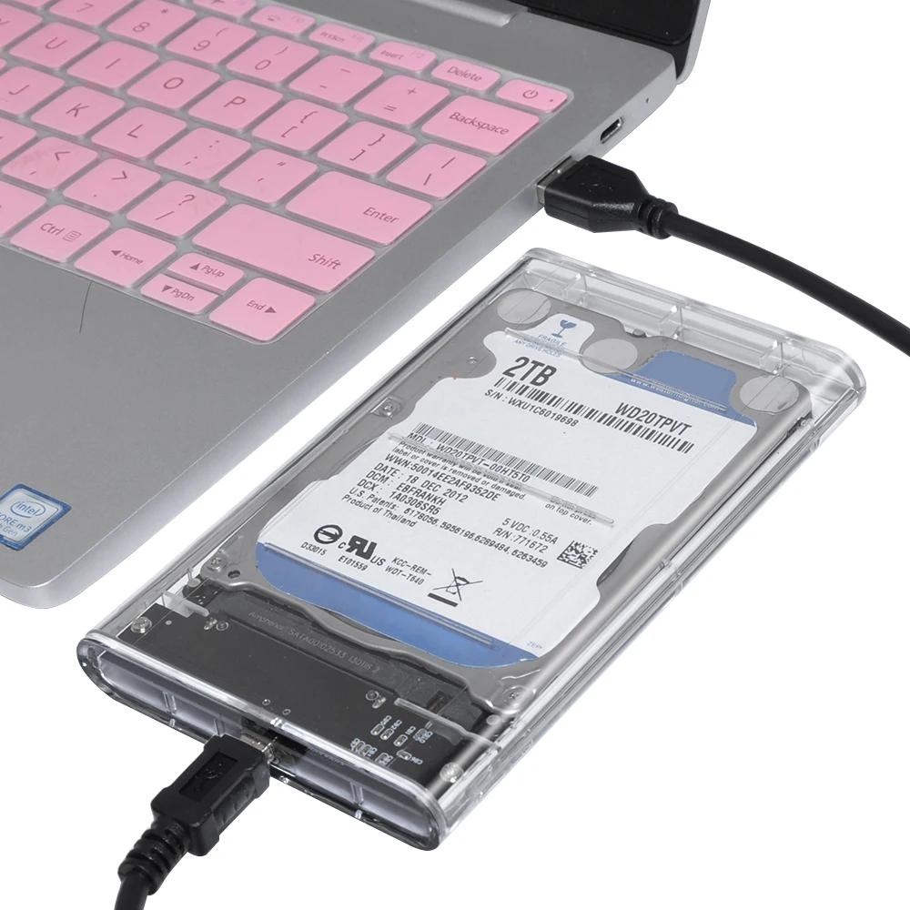 USB3.0/2.0 HDD Enclosure 2.5inch Serial Port SATA SSD Hard Drive Case Support 6TB Transparent Mobile External HDD Case