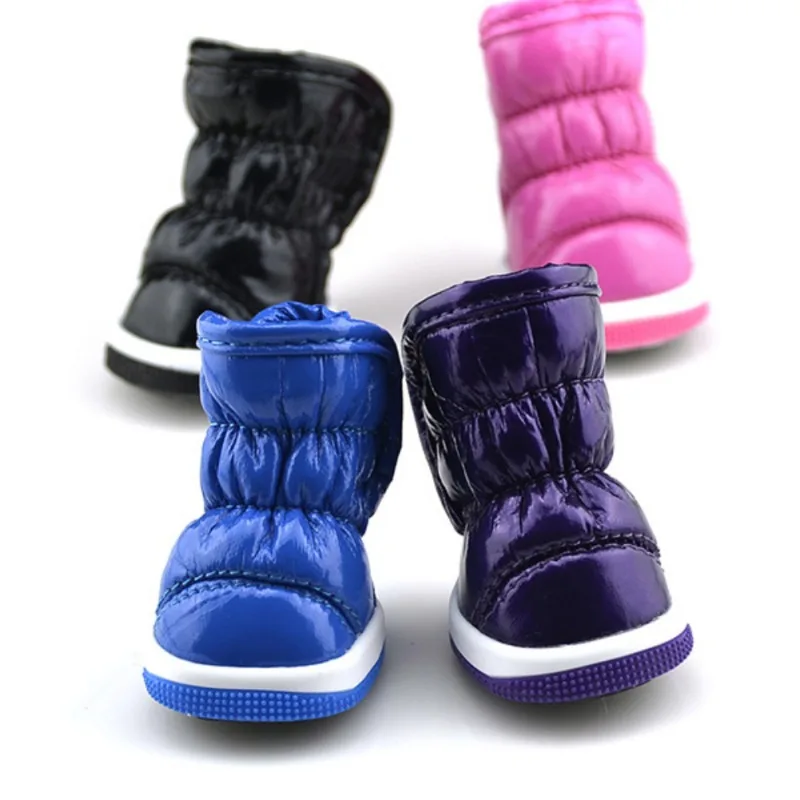 Waterproof Dog Shoes Winter Warm Fleece Dog Snow Boots Anti-Slip for Small Dogs Puppy Chihuahua York Teddy Rain Booties 4Pcs/Set