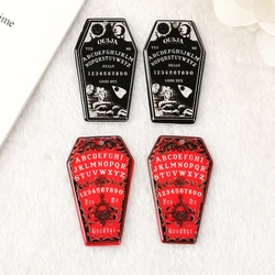 10Pcs Coffin Halloween Memento Acrylic Charms High Res Spirit Board Ouija Pendant For Earring Necklace Diy Making