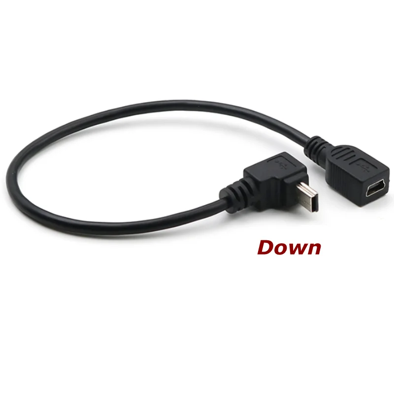 25CM 90 Degree 4 Angle Mini USB Female to Mini B 5-pin Male Cable Adapter For Car Extension OTG  Cable