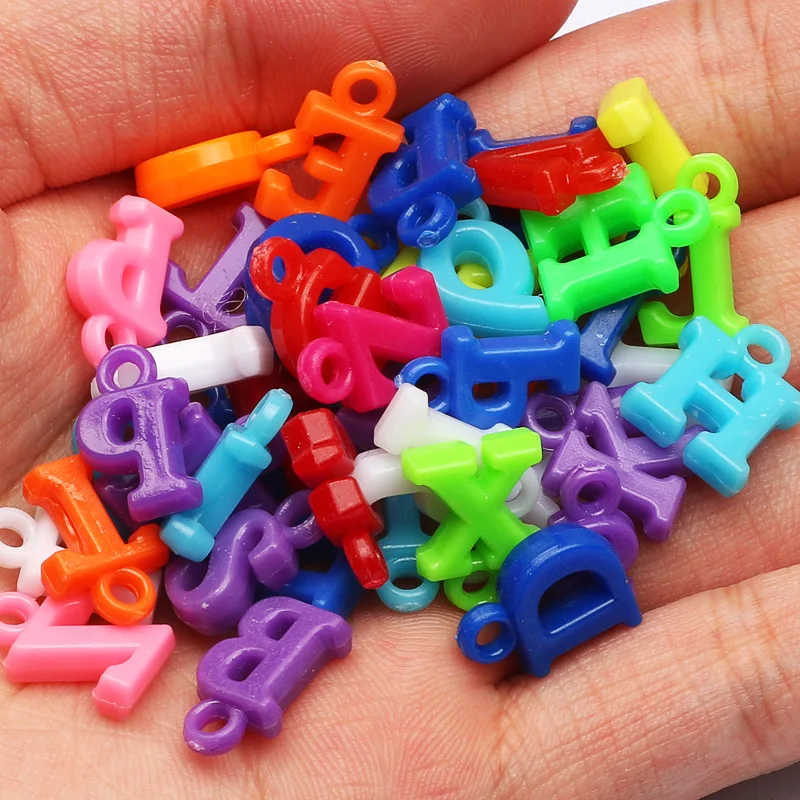 50pcs 4Color Mixed Acrylic Letter Beads Alphabet Charms Beads For Jewelry Making Diy Bracelet Necklace Pendant Accessories