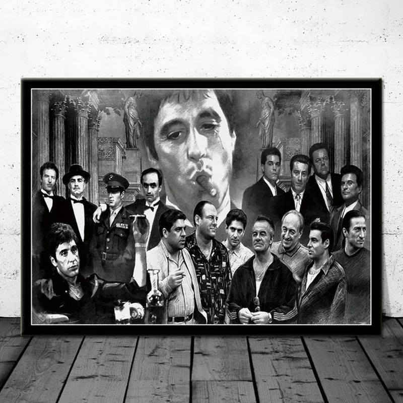 

Godfather Scarface Sopranos Movie Posters And Prints Canvas Painting Pictures On The Wall Vintage Decorative Home Decor Affiche