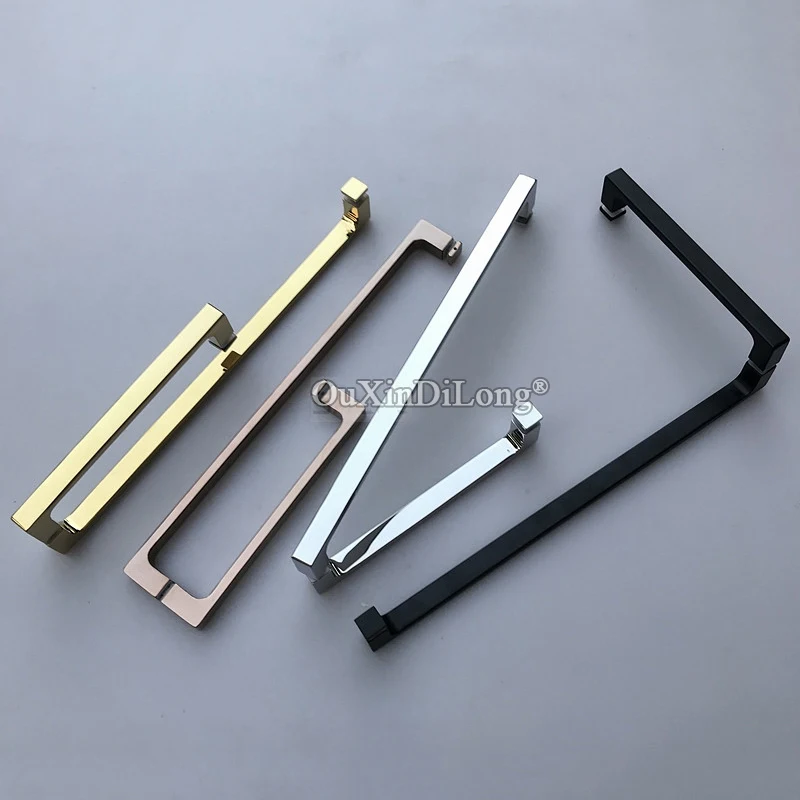 1PCS Extremely Narrow 304 Stainless Steel Glass Door Handle Bathroom Sliding Door Push Pull Pitch 225*425mm Brushed Gold GF236