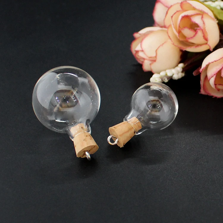 10PCS Clear Glass Round Bulb Bottle with Cork Stopper Mini Glass Bottles Wishing Bottle Drifting Bottle Tiny Vials for Wedding