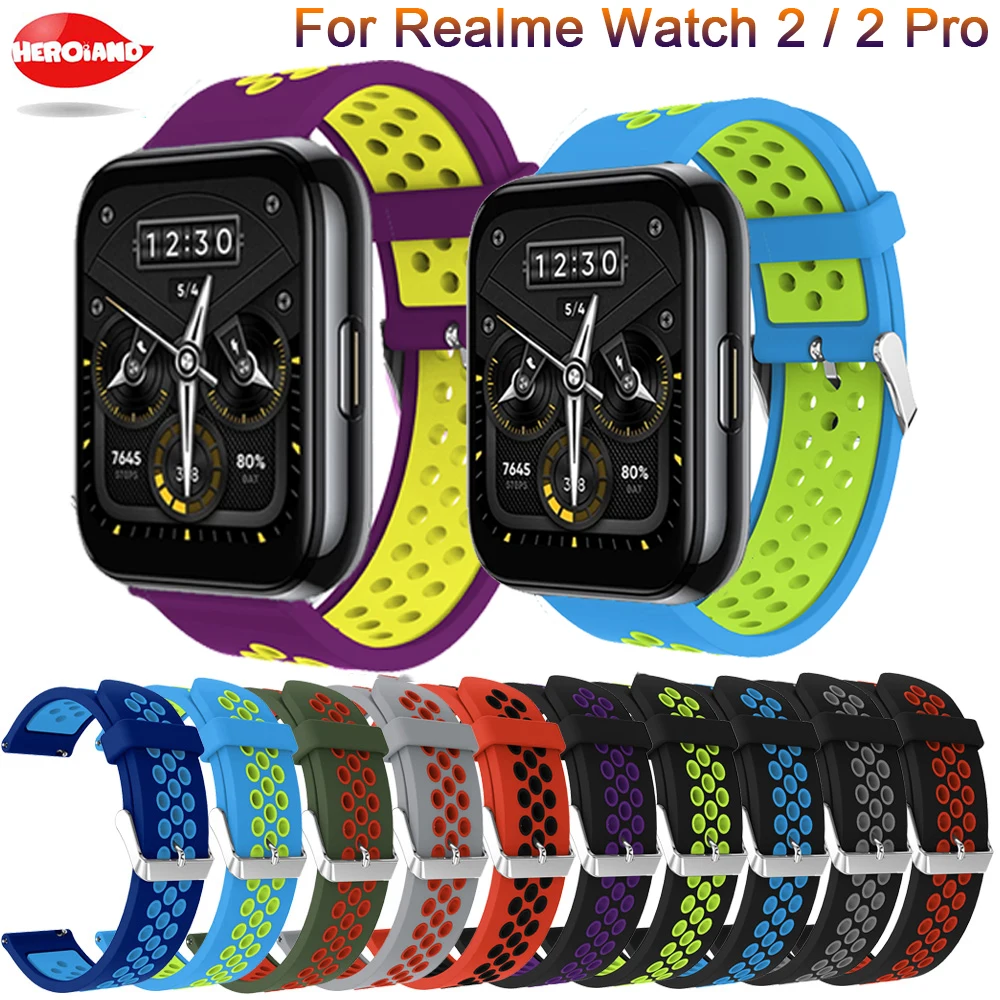 

Ремешок силиконовый для Realme Watch 2 / 2 pro, сменный мягкий браслет для смарт-часов Realme Watch S pro, 22 мм