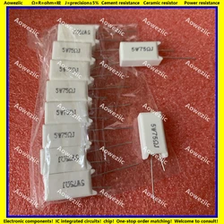 10Pcs RX27-5 Vertical Cement Resistance 5W 75 ohm 75R 75RJ 5W75RJ 5W75ohm Ceramic Resistance precision 5% Power resistance