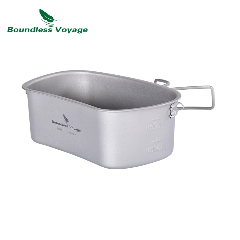 Boundless Voyage Titanium Pot with Camouflage Bag Kidney-Shaped Camping Cooking Pot Pan Set with Lid & Hanging Chain Ti2048C