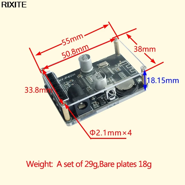 XY-P40W Bluetooth 5.0 Power Amplifier Audio Board Stereo Digital Amplifier Small Stereo AMP Home Theater With Remote Control