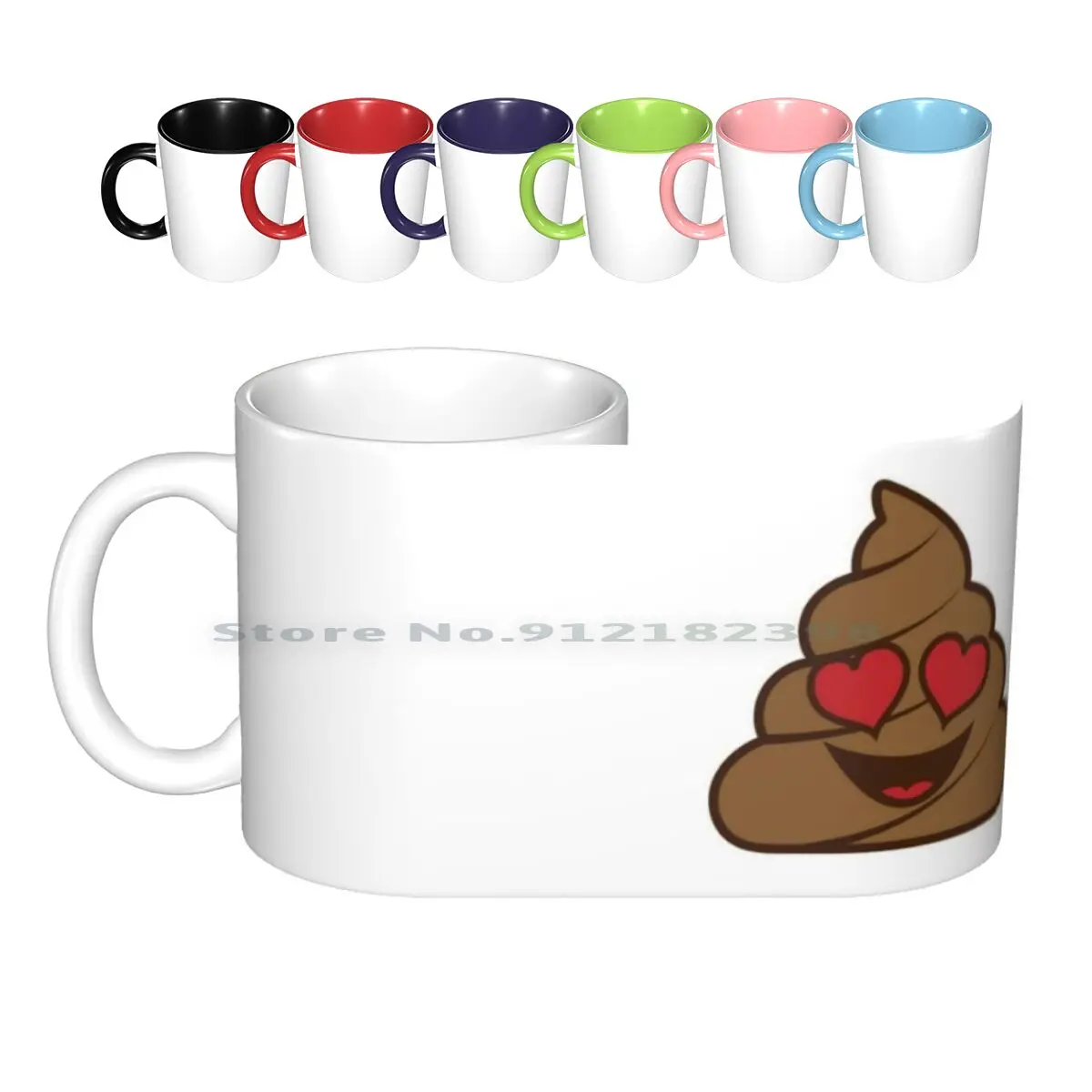 Poop Heart Eyes Ceramic Mugs Coffee Cups Milk Tea Mug Poop Emotion Heart Eyes Love Romance Romantic Creative Trending Vintage