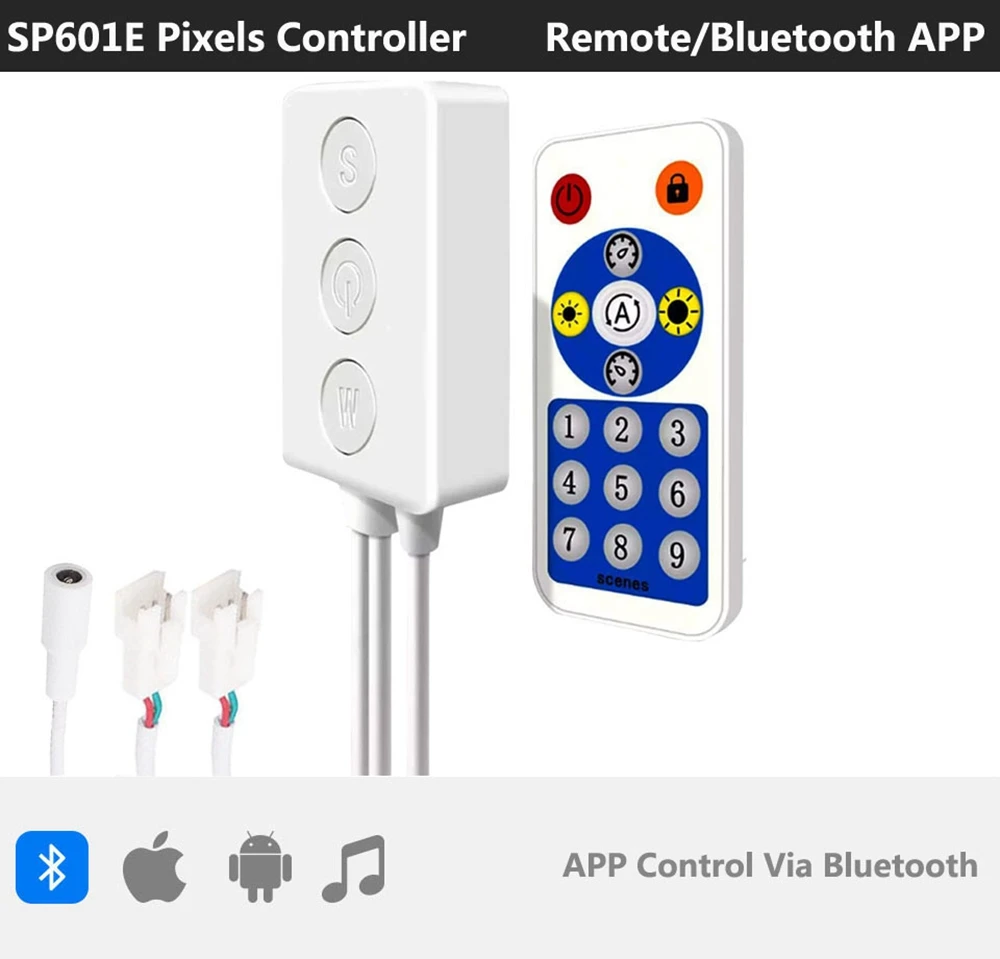 Imagem -05 - Controlador de Luz de Tira Led Bluetooth Sp105e Sp110e Wifi Sp108e Sp501e Música Sp107e Sp601e Dc5v24v Ws2811 Ws2812b Sk6812 Ws2815