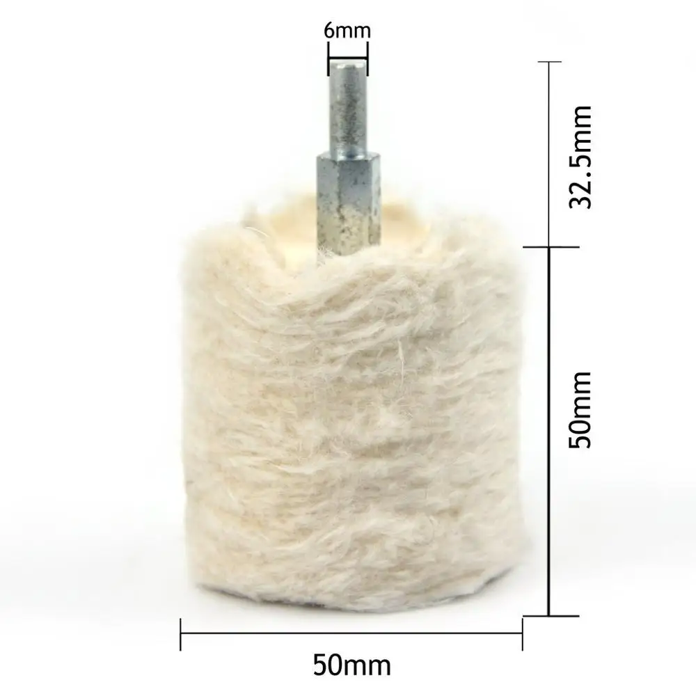 1PC 50mm cylindryczna głowica szlifująca czysta tkanina bawełniana polerowanie koło buforujące z trzpieniem 6mm pasuje do narzędzia ścierne Dremel
