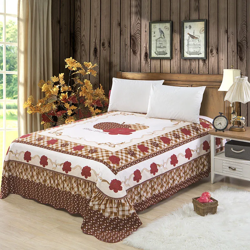Chic Red Blossom Flowers printed Watercolor Bed Sheet 250X250cm Brushed Cotton Ultra Soft Flat Sheet Bed Cover