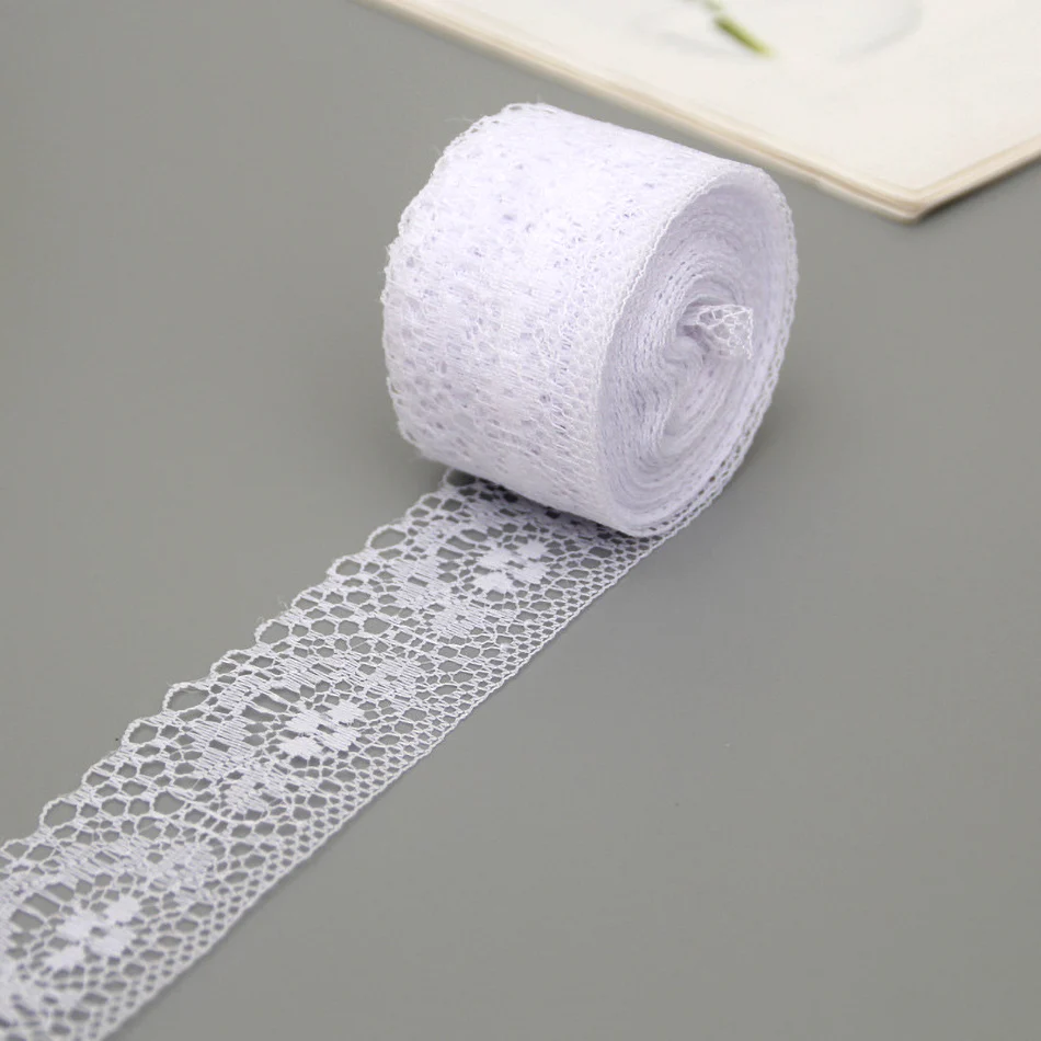 10Yard/Lot Cotton White Lace Trim Fabric Craft DIY Natural Lace Ribbon Sewing Clothing Embroidery Wedding Party Accessories 40mm