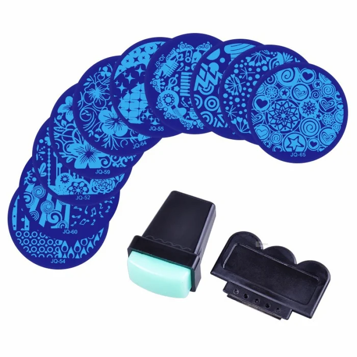 1 set Nail Art Stamp 10 style pattern plate Nail paint polish gel Stamping kit Template tools