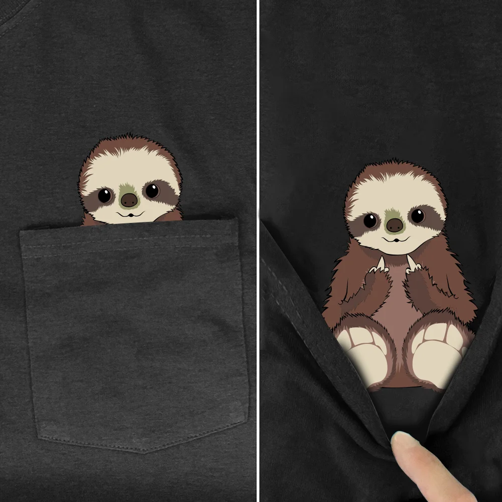 CLOOCL Funny Raccoon T-Shirt Fashion Middle Hand Pocket T-shirt Mens for Women Shirts Hip Hop Tops Cotton Tees Dropshipping