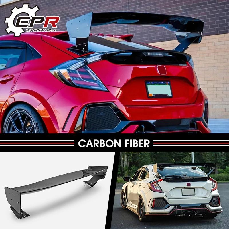 

For Honda Civic FK7 FK8 2017+ VTX2v Style Carbon Fiber Rear Trunk GT Spoiler Wing Lip Diffusers Trim Bodykits