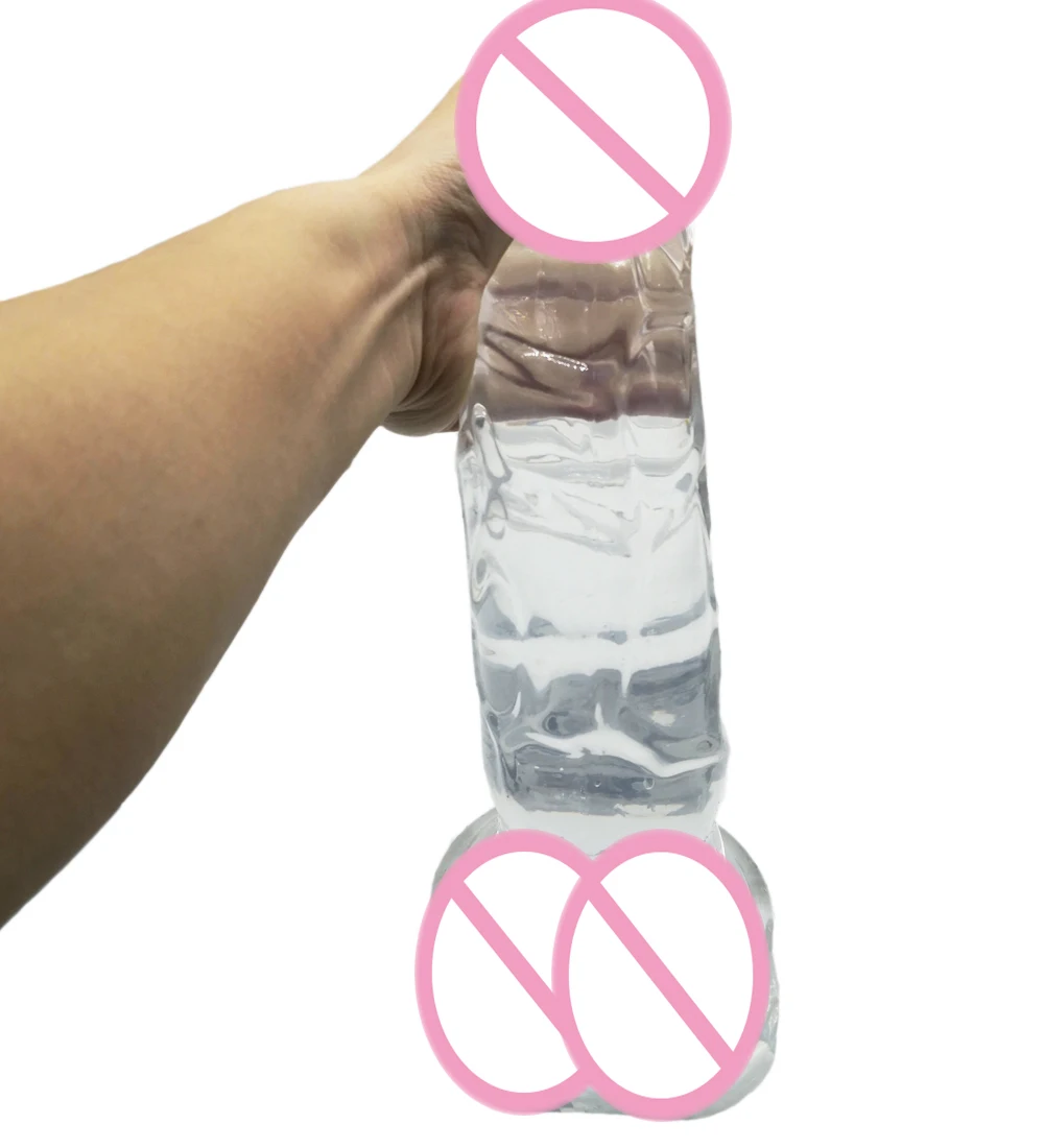 HOWOSEX  37*7CM Crystal Jelly Big Huge Realistic Dildo PVC Penis Women Artificial Giant Long Suction Cup Anal Dildo Penis Dick