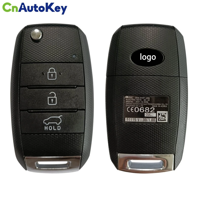 Cn051137 3 botão original substituição flip carro chave fob para kia sorento 2015-2019 controle remoto 433mhz fccid OKA-910T 95430-c5211/c5210